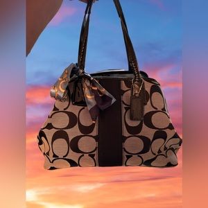 Coach Signature Stripe Carry All Satchel